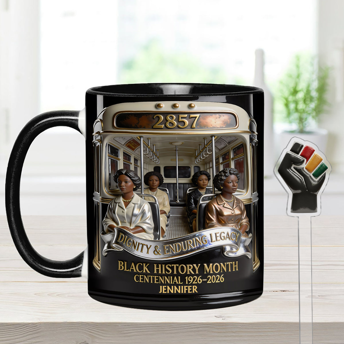 Black History Month - Personalized African American Set Accent Mug with Acrylic Stirrers