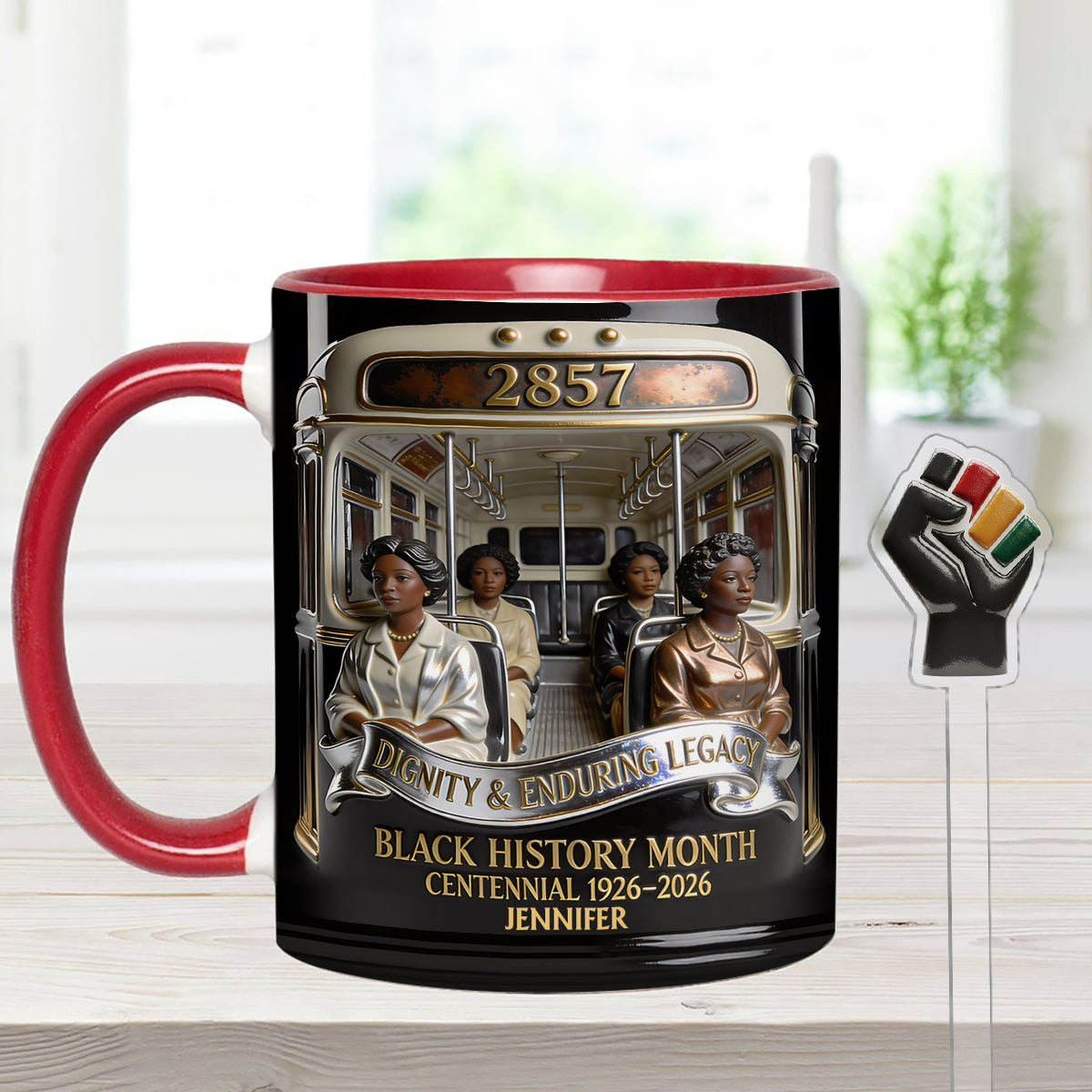 Black History Month - Personalized African American Set Accent Mug with Acrylic Stirrers