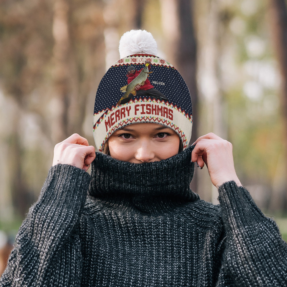 Merry Fishmas - Personalized Fishing Beanie Hat