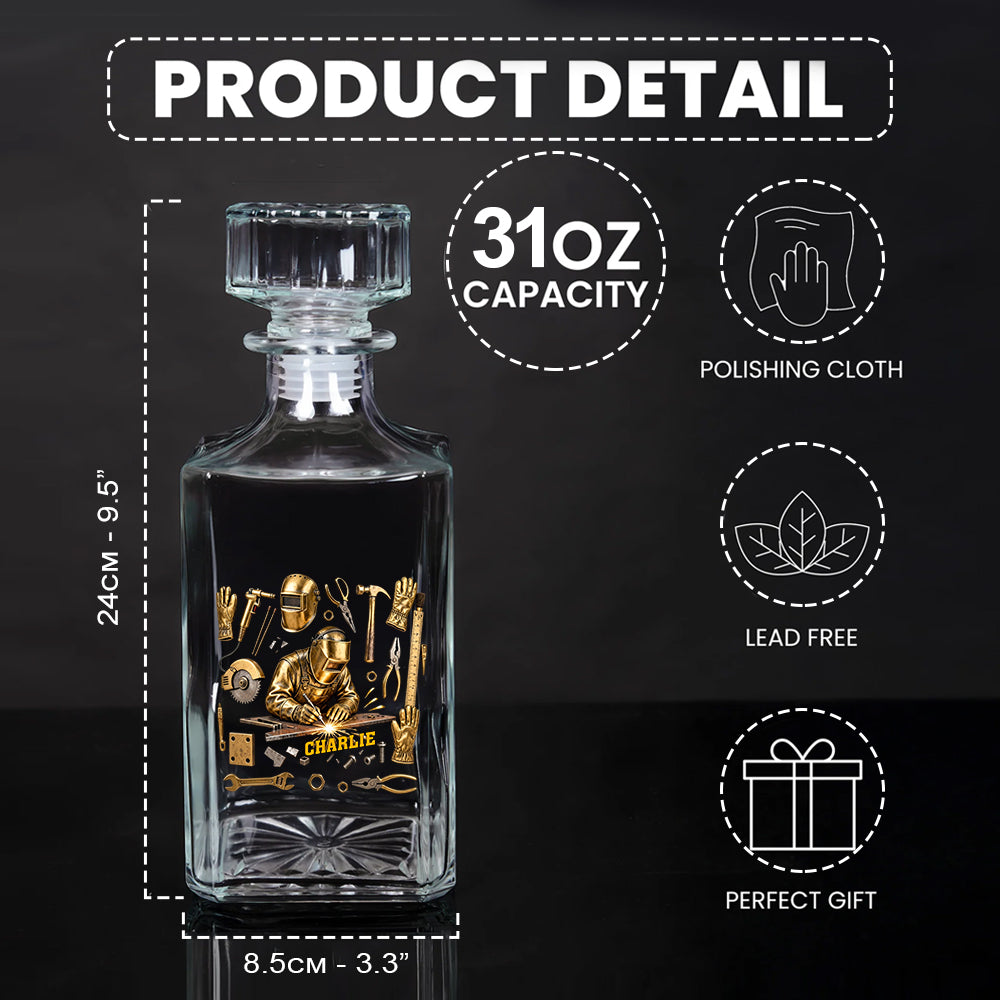 Coffret carafe à whisky personnalisée « Soudeur costaud »