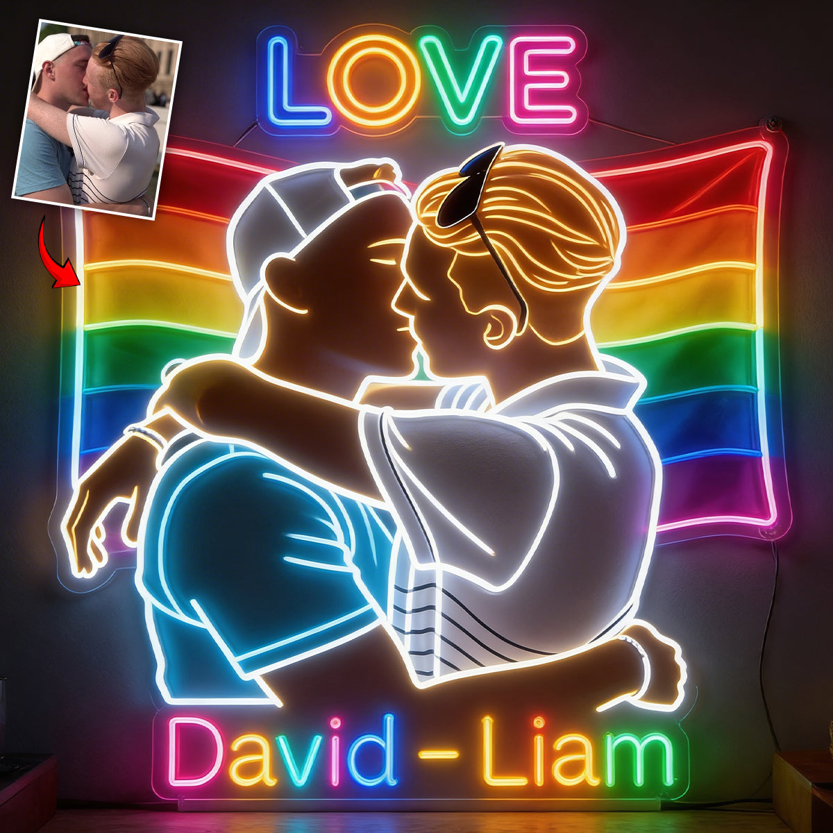 Amour - Enseigne en Acrylique LED Personnalisée de Soutien LGBT