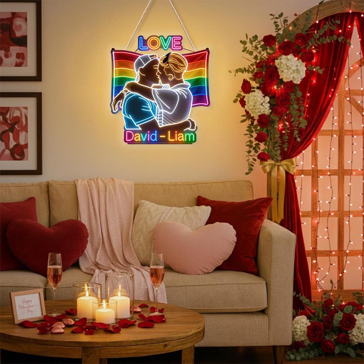 Amour - Enseigne en Acrylique LED Personnalisée de Soutien LGBT