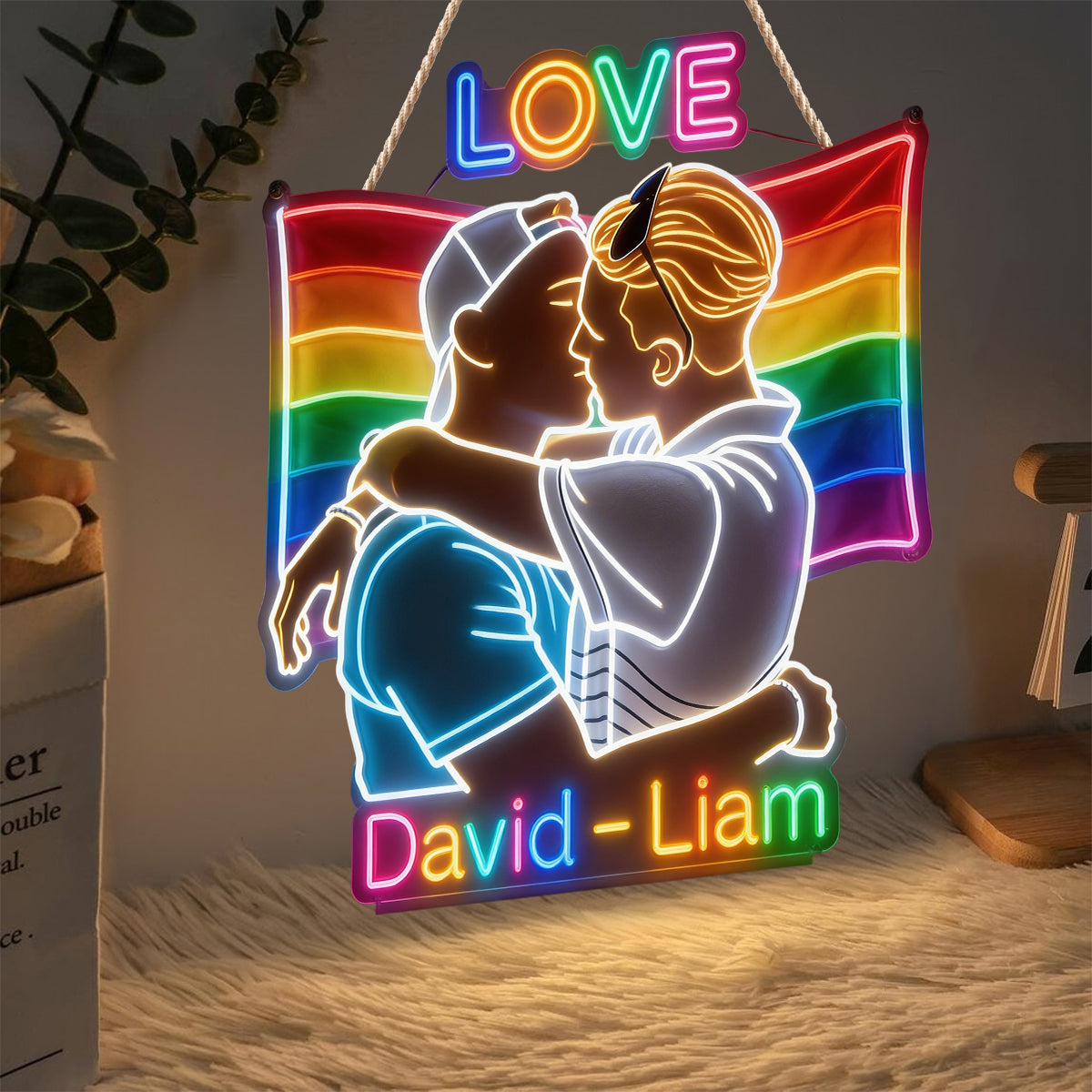 Amour - Enseigne en Acrylique LED Personnalisée de Soutien LGBT