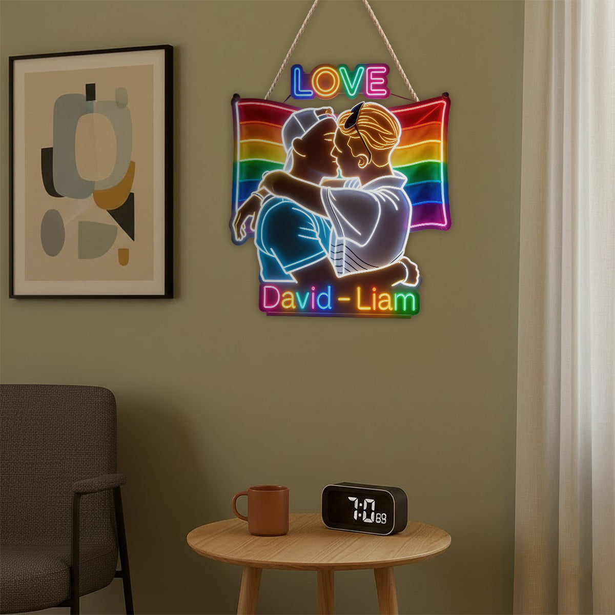 Amour - Enseigne en Acrylique LED Personnalisée de Soutien LGBT