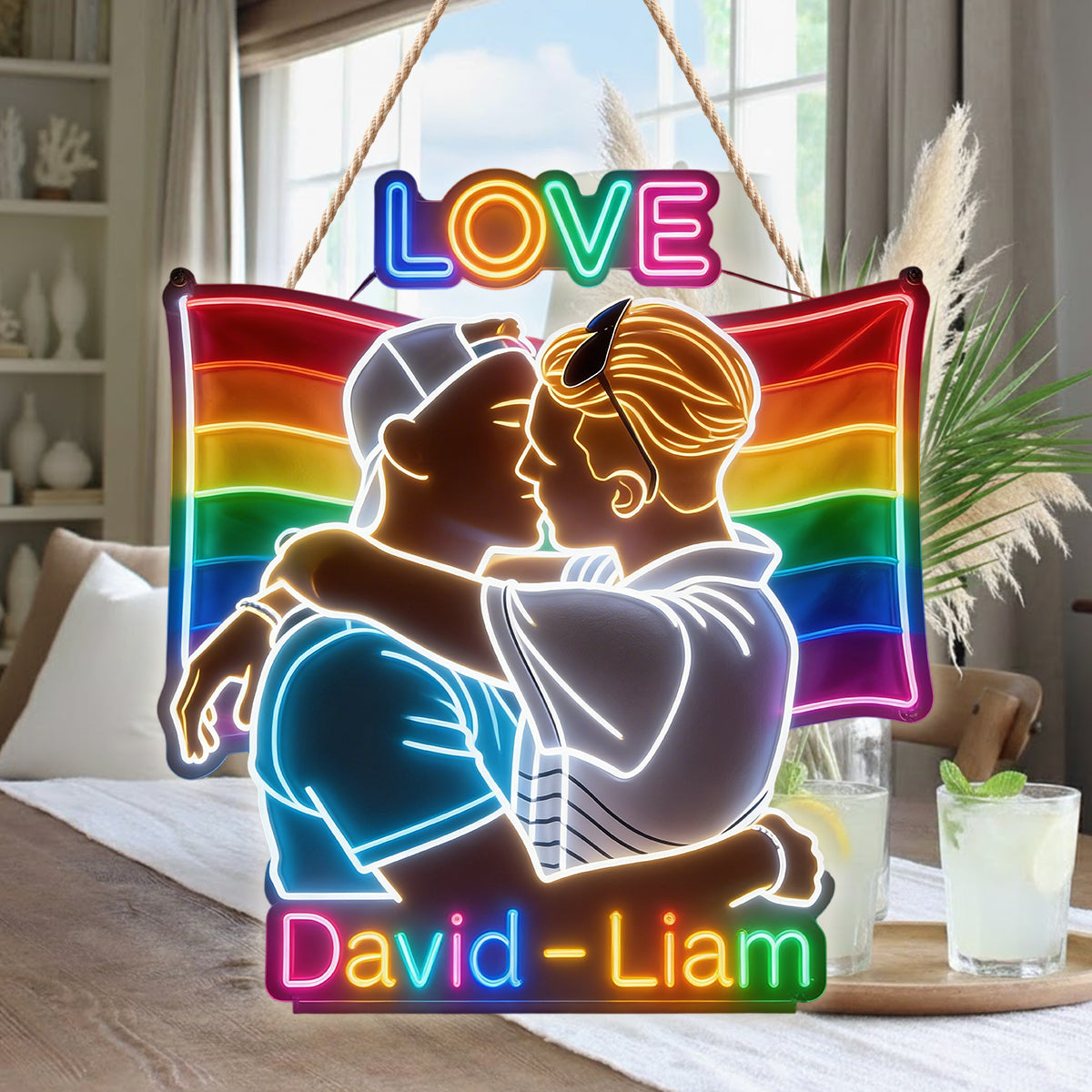 Amour - Enseigne en Acrylique LED Personnalisée de Soutien LGBT