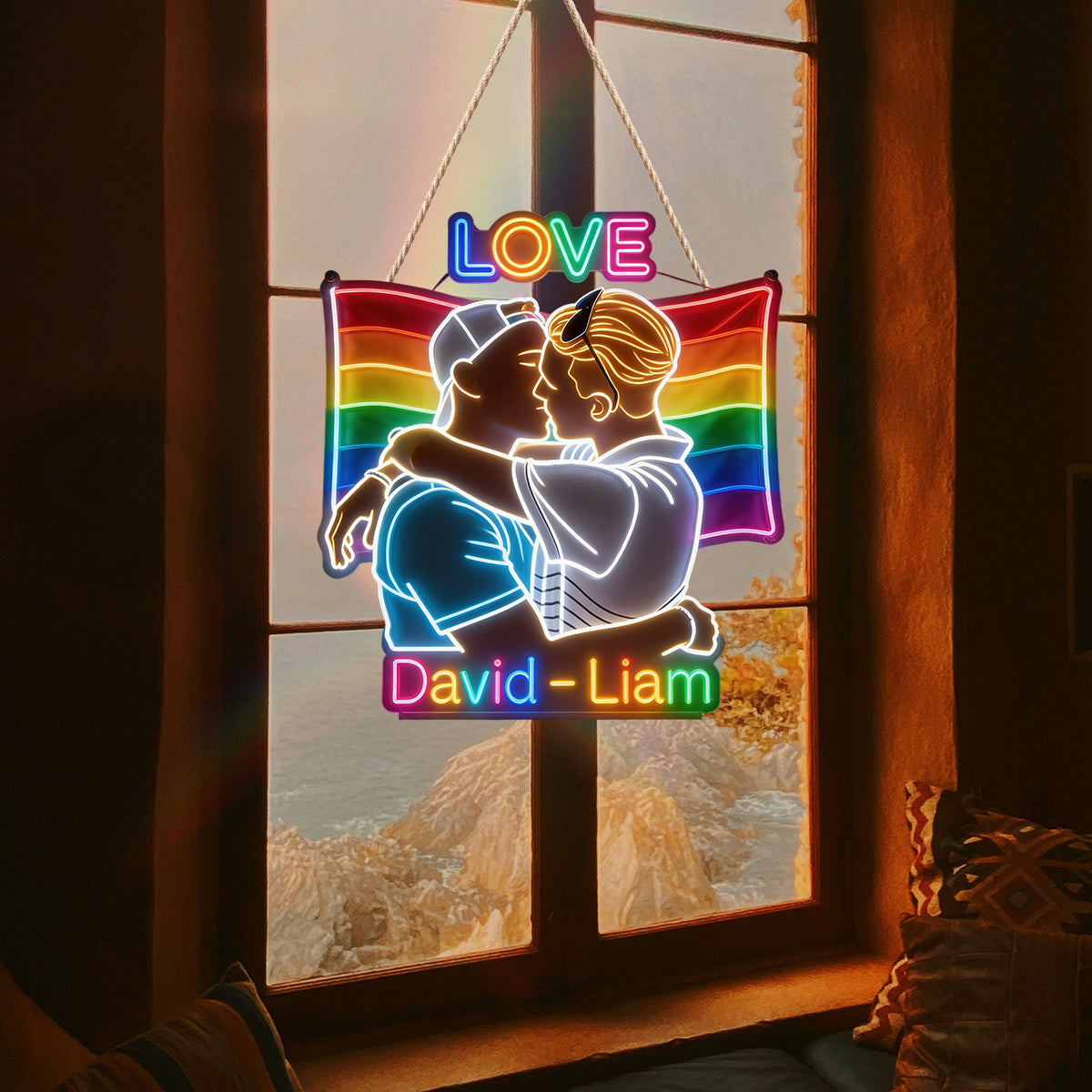 Amour - Enseigne en Acrylique LED Personnalisée de Soutien LGBT