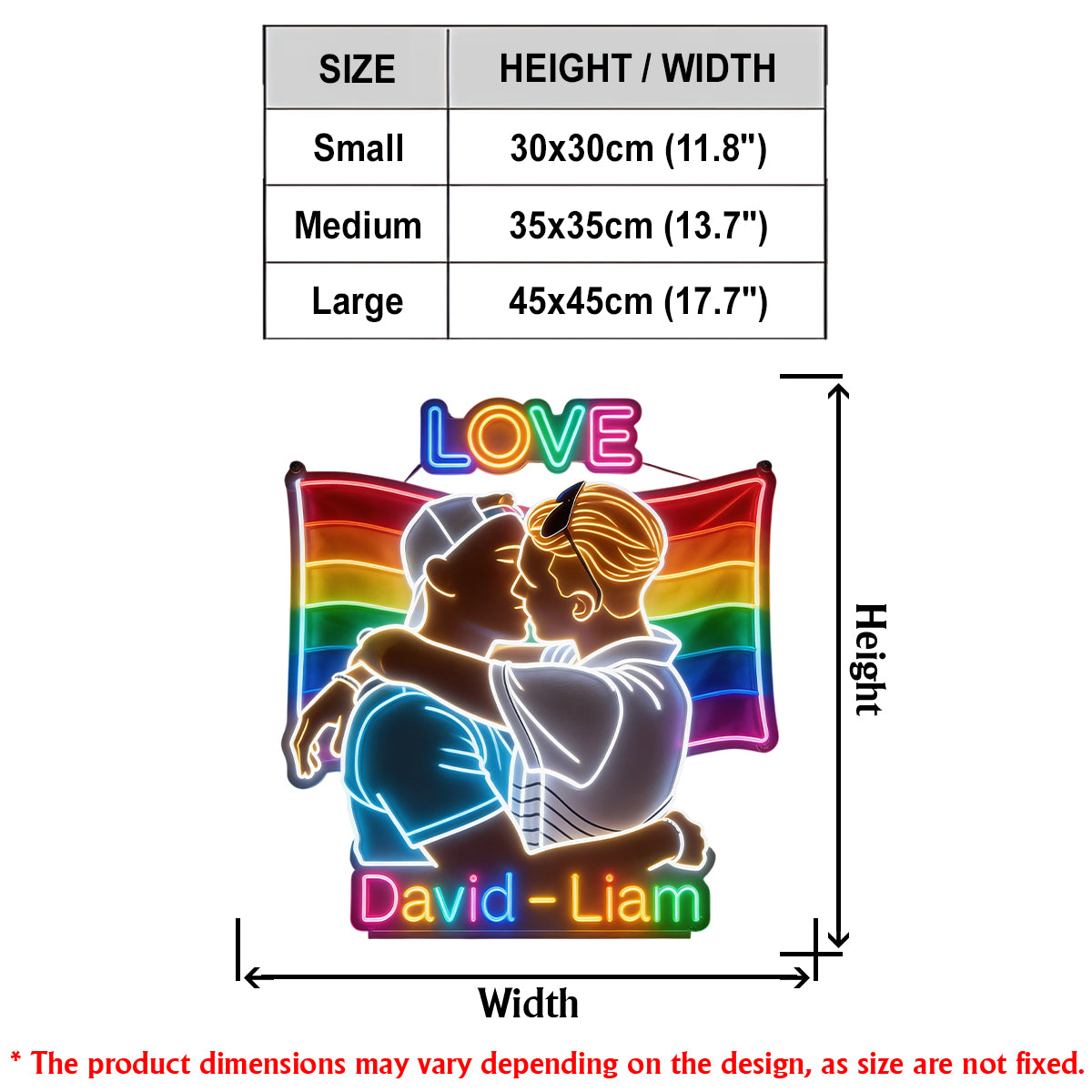 Amour - Enseigne en Acrylique LED Personnalisée de Soutien LGBT