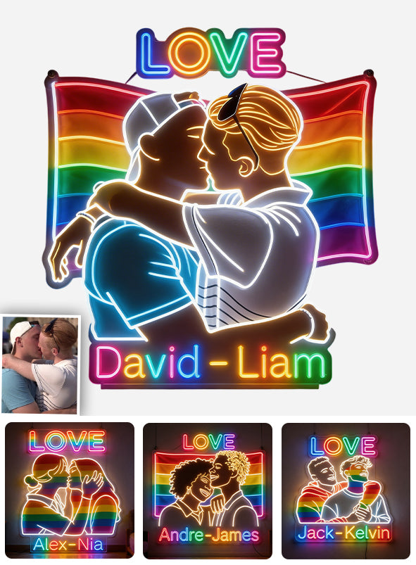Amour - Enseigne en Acrylique LED Personnalisée de Soutien LGBT