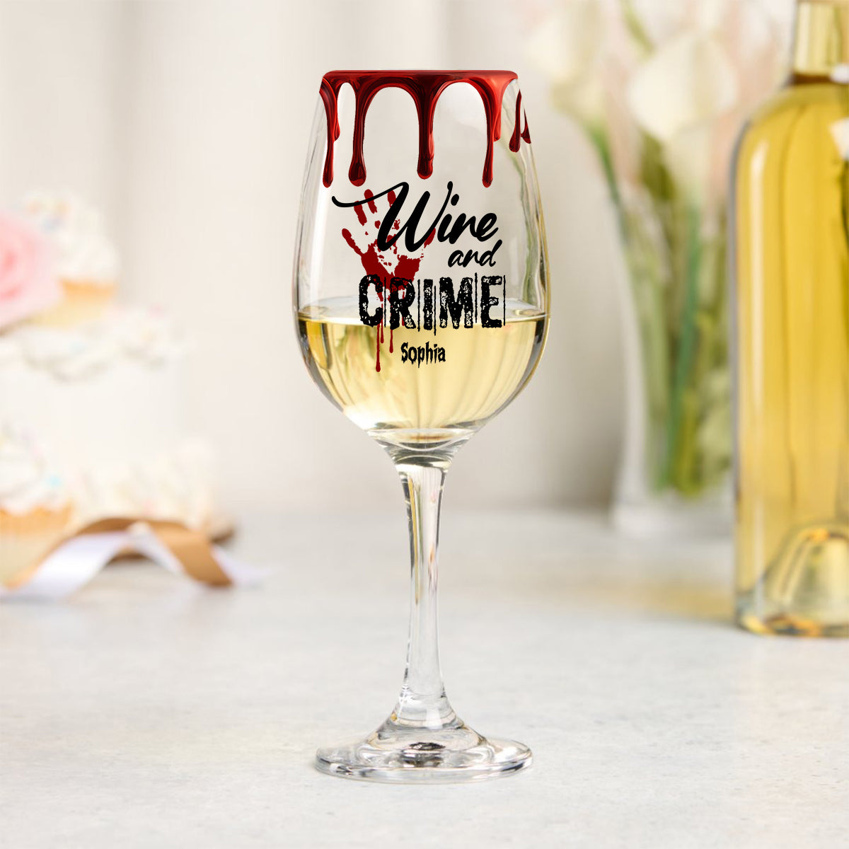 True Crime & Wine - Personalized True Crime Wine Glass With Long Stem
