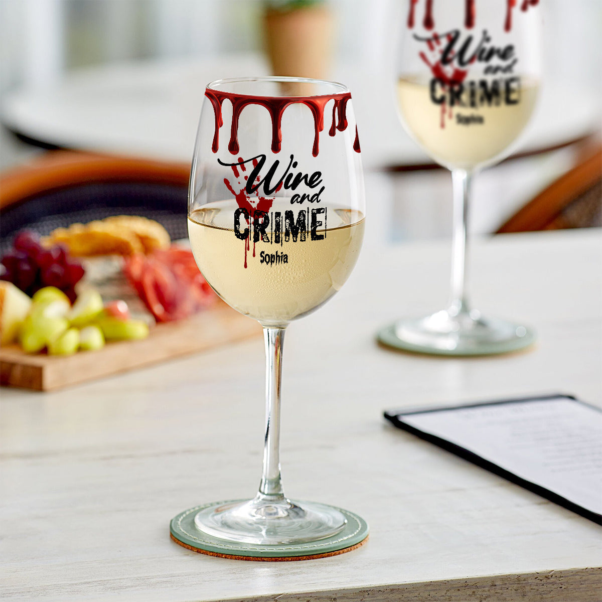 True Crime & Wine - Personalized True Crime Wine Glass With Long Stem