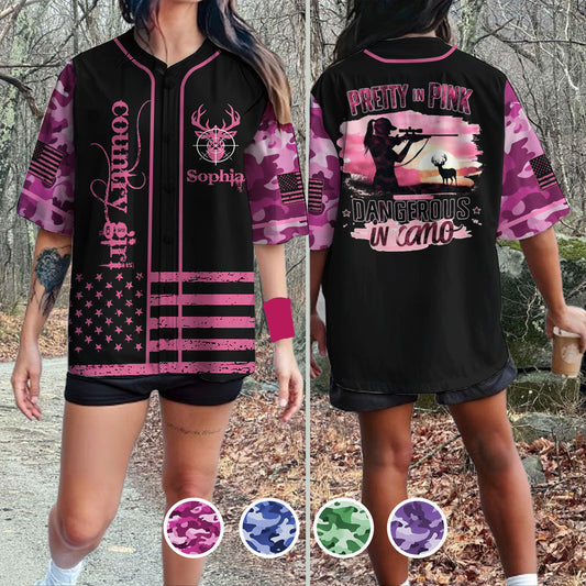 Maillot de baseball de chasse personnalisé Country Girl -