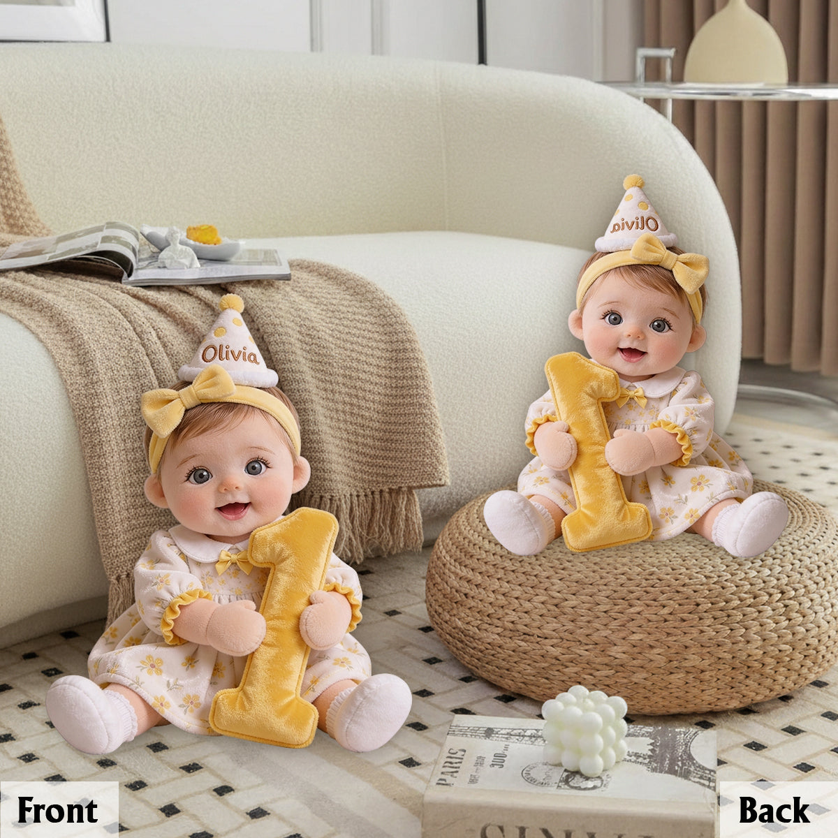 Age Birthday Plush Doll - Personalized Birthday Premium Faux Fur Pillow