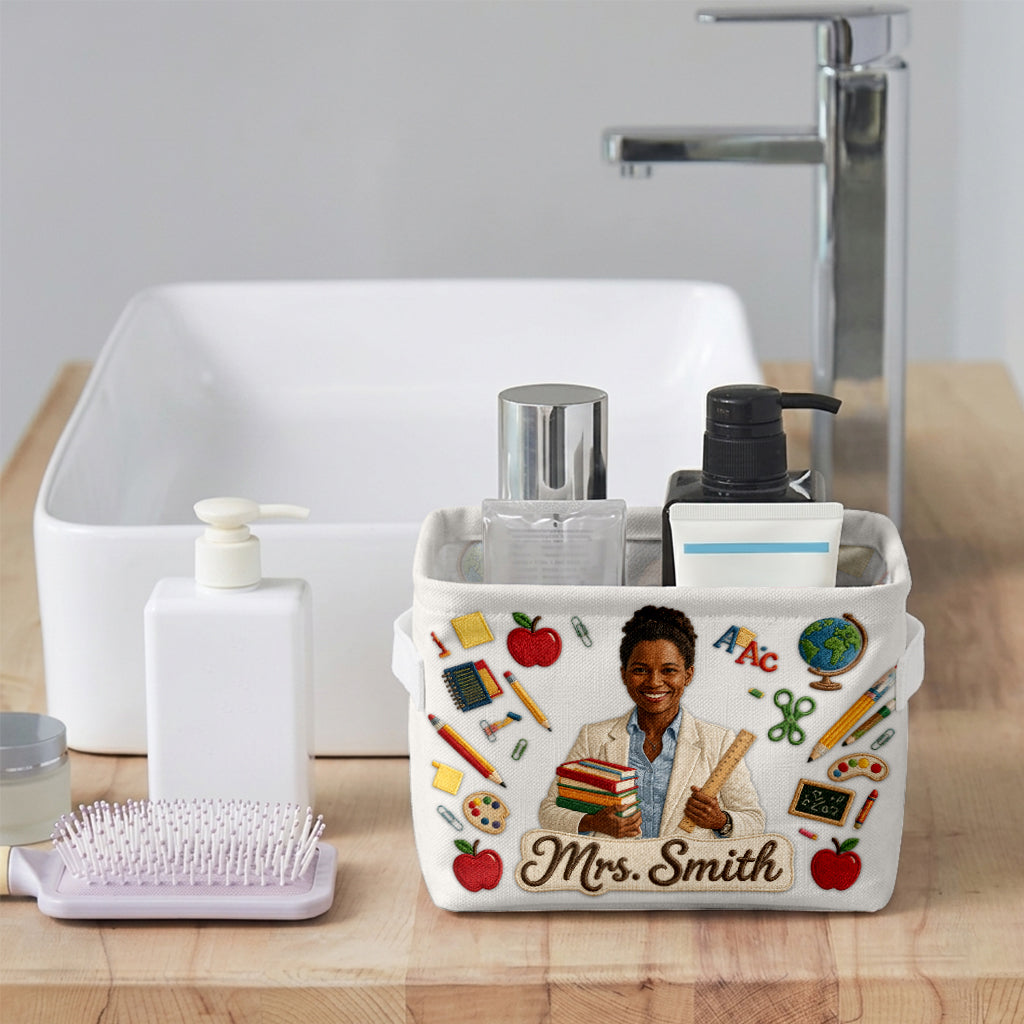 Teacher Appreciation Organizer, Back to School, Classroom Gift - Personalized Teacher Rectangle Storage Basket