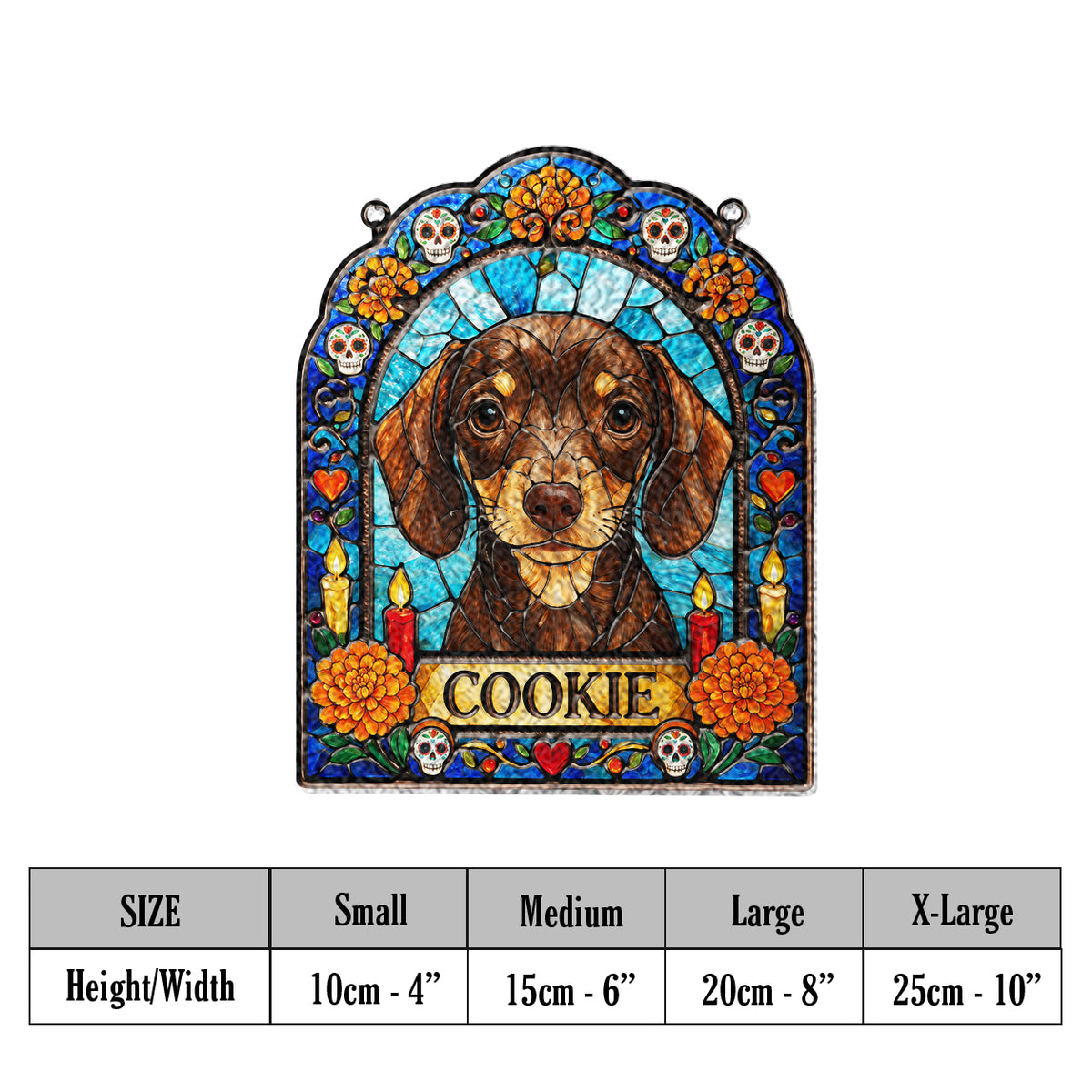 Cadre Ofrenda pour Chien, Mémorial pour Animaux Día de Muertos - Suncatcher en Verre Imprimé en 3D Personnalisé