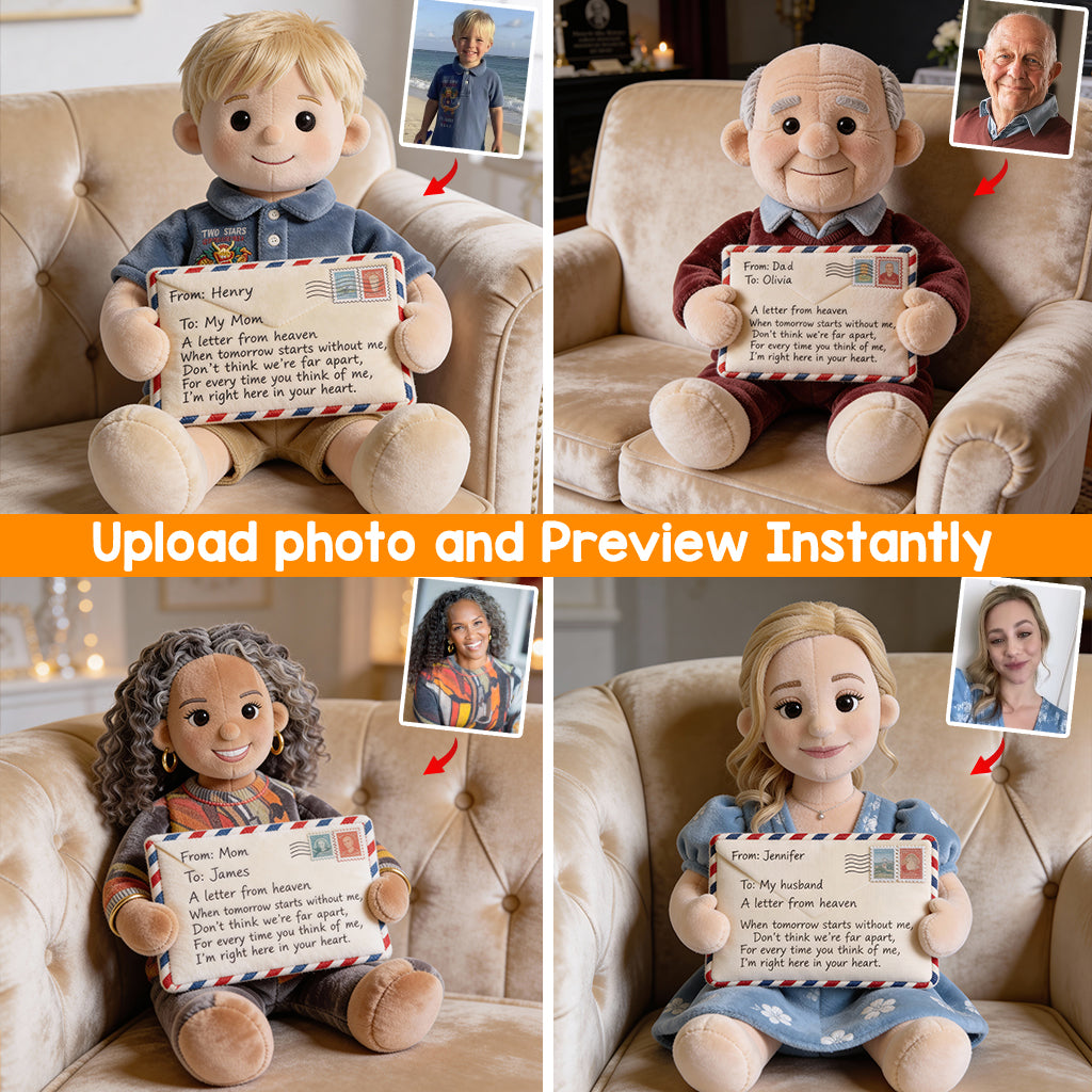 Lettre du ciel - Coussin commémoratif personnalisé en fausse fourrure en forme de lettre du ciel