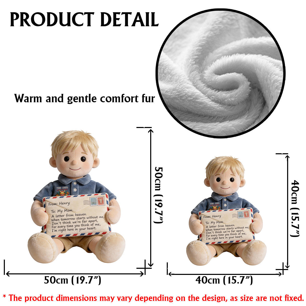 Lettre du ciel - Coussin commémoratif personnalisé en fausse fourrure en forme de lettre du ciel