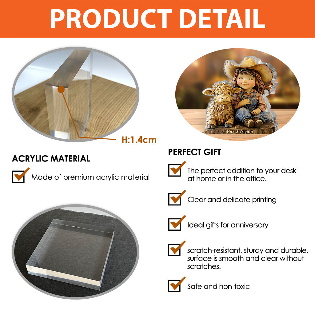 Just A Girl Who Loves Highland Cows - Personalized Highland Cow Custom Shaped Acrylic Plaque