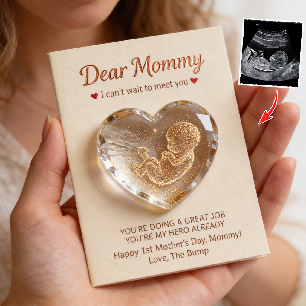 Baby Bump Crystal Pocket Hug - Personalized Pregnancy Pocket Hug Card