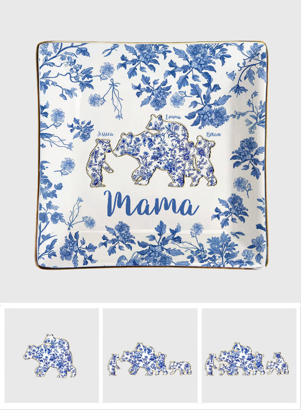 Maman Ours - Plat à bijoux personnalisé entièrement imprimé pour maman