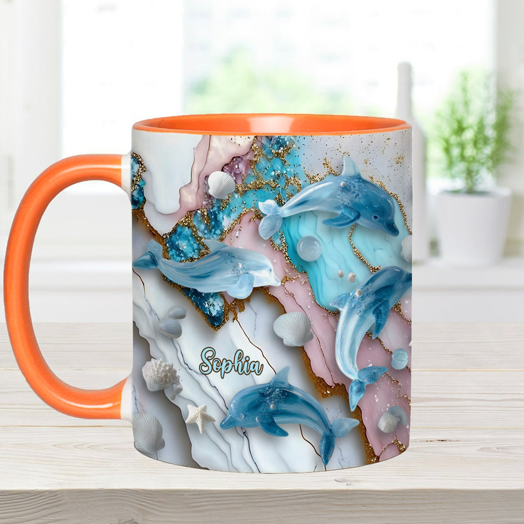 Salty Lil' Beach Turtle Mermaid Seahorse Dolphin - Personalized Sea Lover Accent Mug