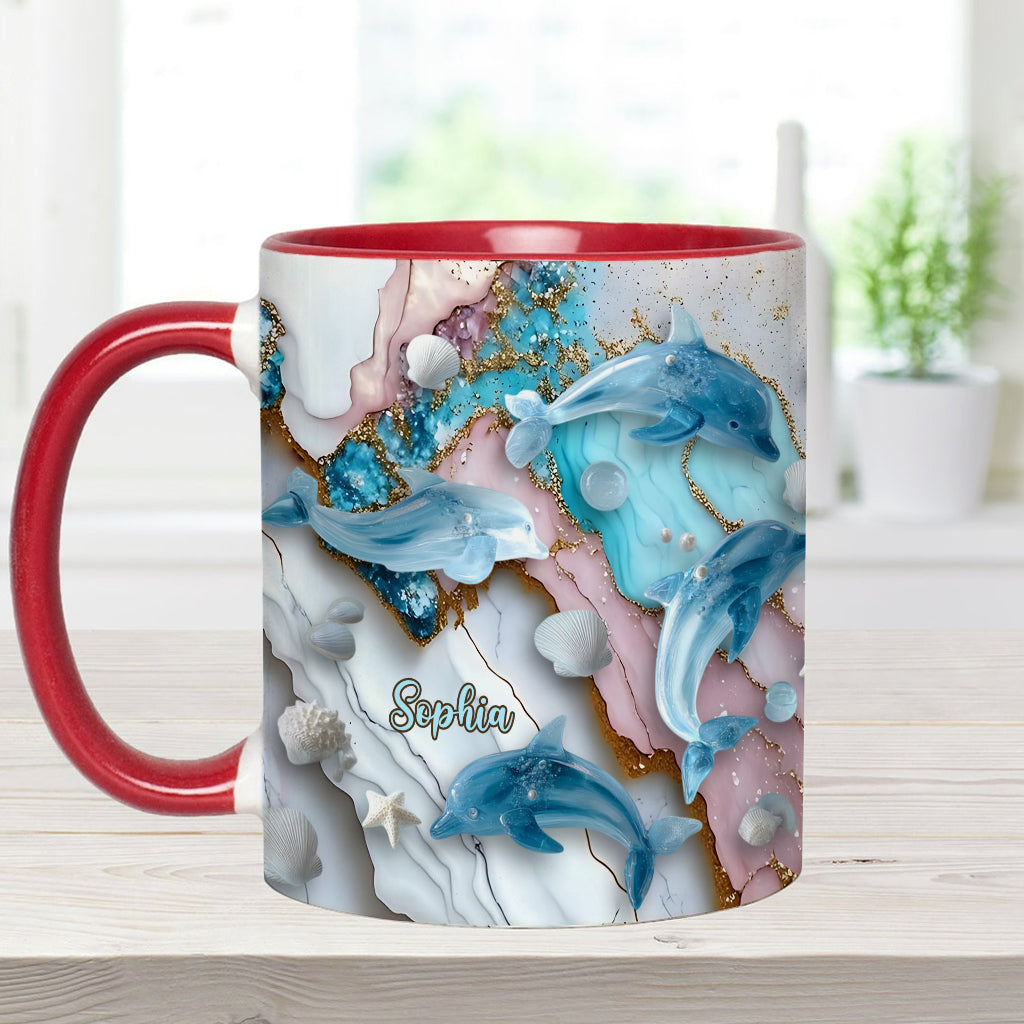 Salty Lil' Beach Turtle Mermaid Seahorse Dolphin - Personalized Sea Lover Accent Mug