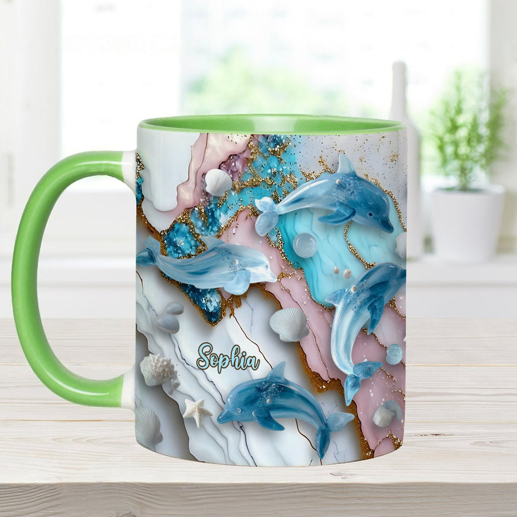 Salty Lil' Beach Turtle Mermaid Seahorse Dolphin - Personalized Sea Lover Accent Mug