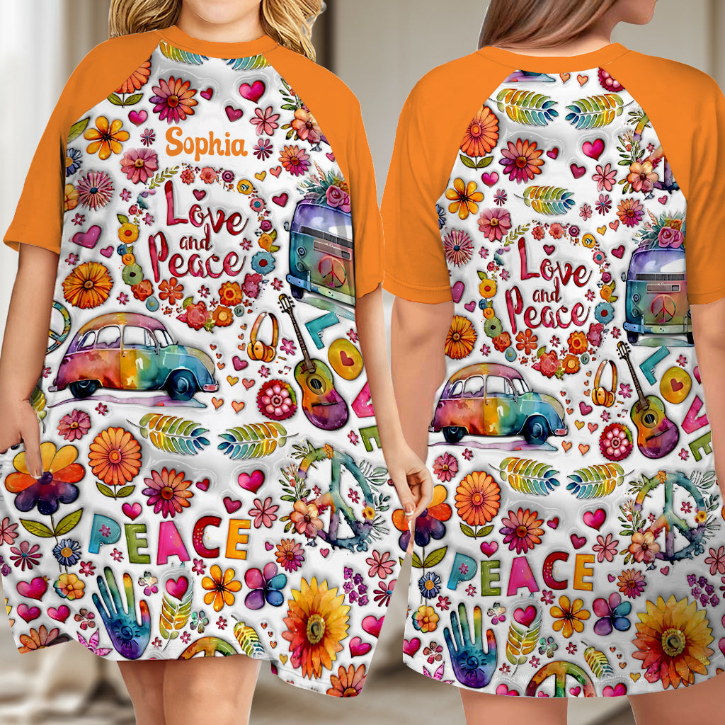 Hippie Souls - Personalized Hippie Sleep T-shirt Dress