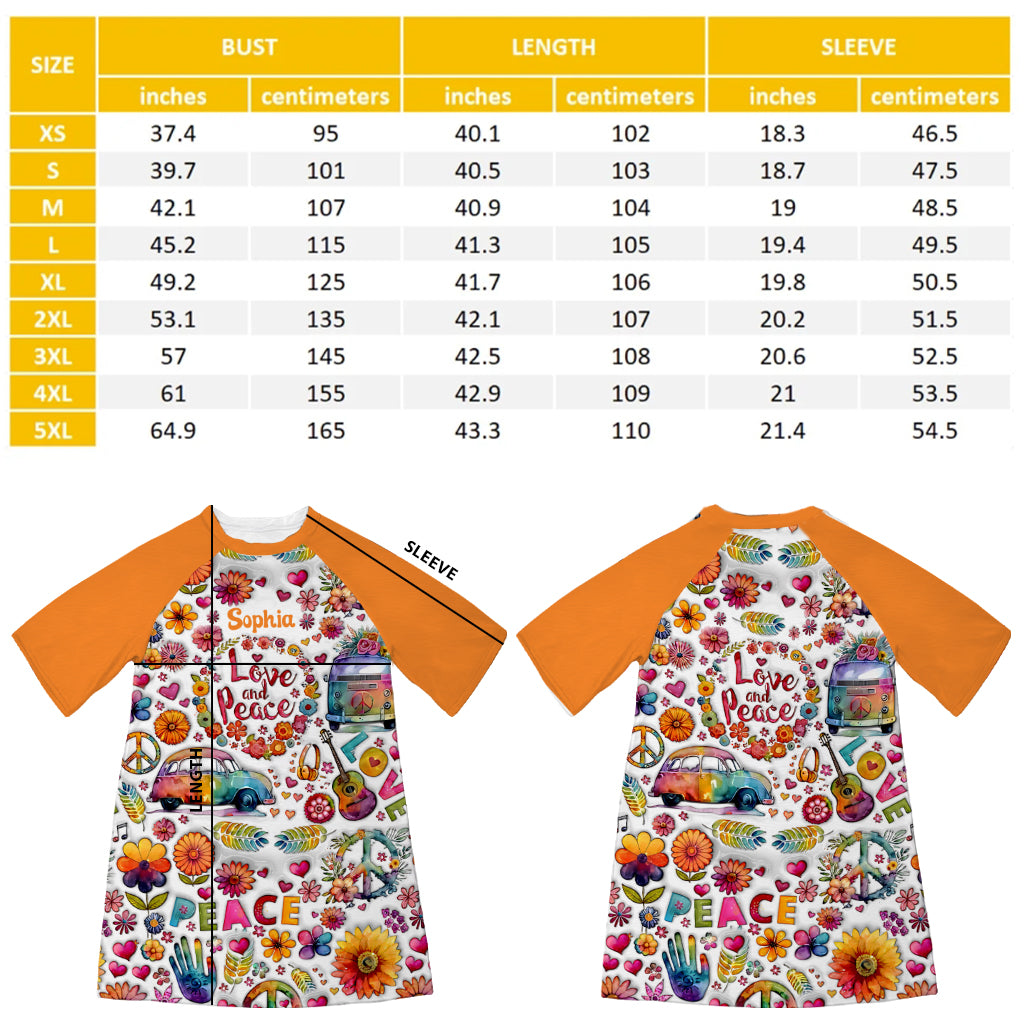 Hippie Souls - Personalized Hippie Sleep T-shirt Dress