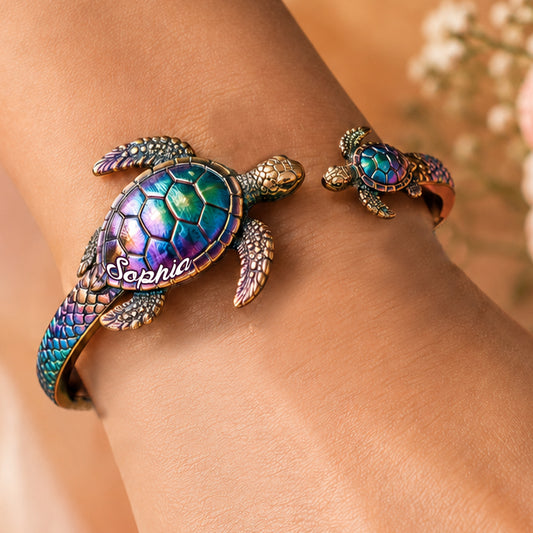 Salty Lil' Beach - Bracelet en Cuir en Forme de Tortue Personnalisé