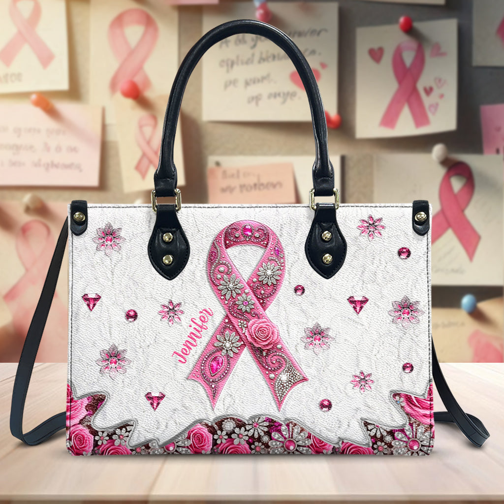 Sensibilisation au cancer du sein - Sac à main en cuir personnalisé pour la sensibilisation au cancer du sein