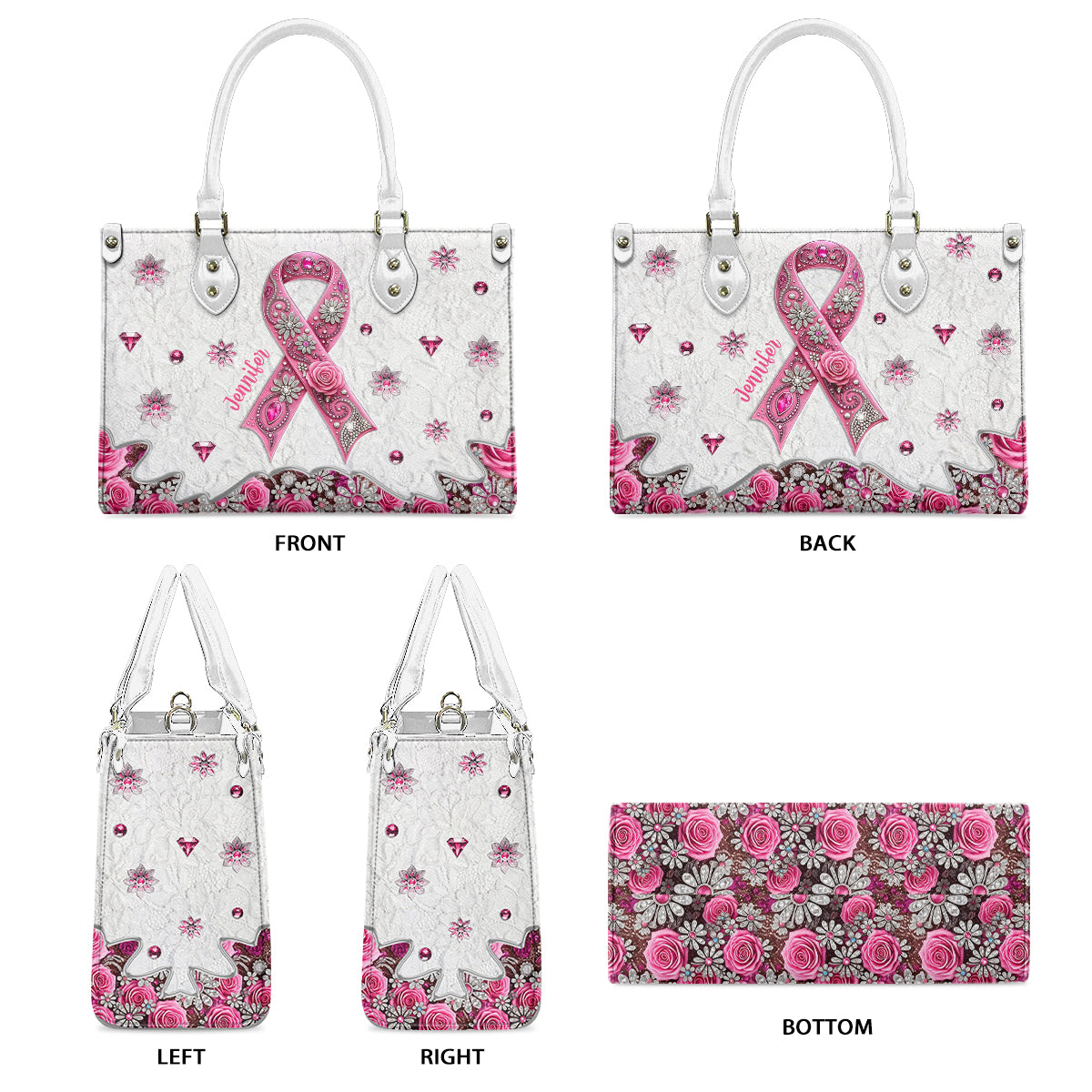 Sensibilisation au cancer du sein - Sac à main en cuir personnalisé pour la sensibilisation au cancer du sein