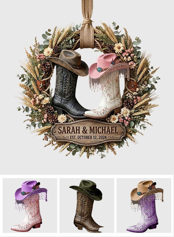 Couple Cowboy & Cowgirl. Décoration de Maison Western - Panneau en Bois Personnalisé