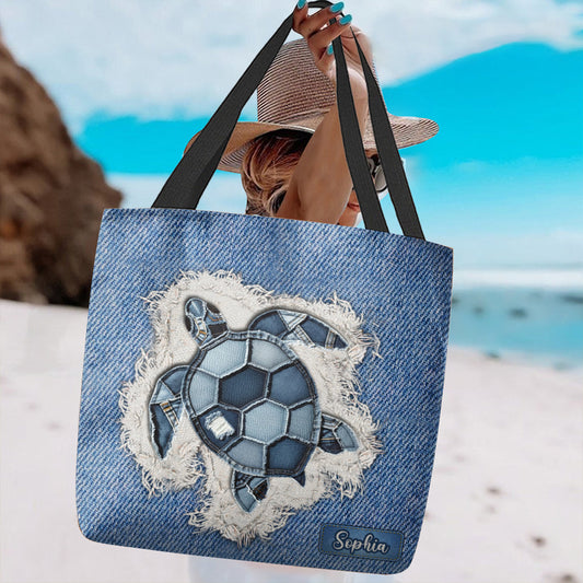Sac fourre-tout personnalisé Tortue bleue -