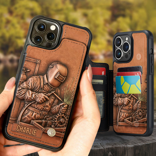 Le soudeur le plus fort - Étui portefeuille pour téléphone personnalisé avec impression intégrale - Soudeur