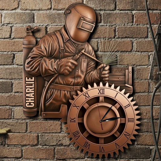 Le soudeur le plus fort - Horloge murale lumineuse LED personnalisée pour soudeur