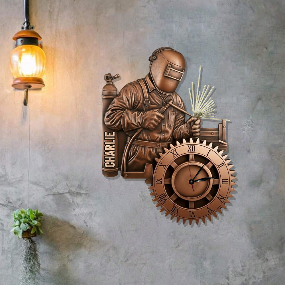 Le soudeur le plus fort - Horloge murale lumineuse LED personnalisée pour soudeur