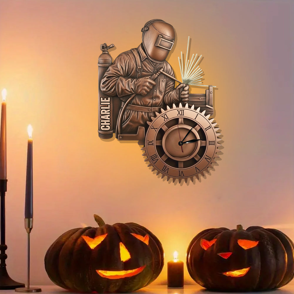 Le soudeur le plus fort - Horloge murale lumineuse LED personnalisée pour soudeur