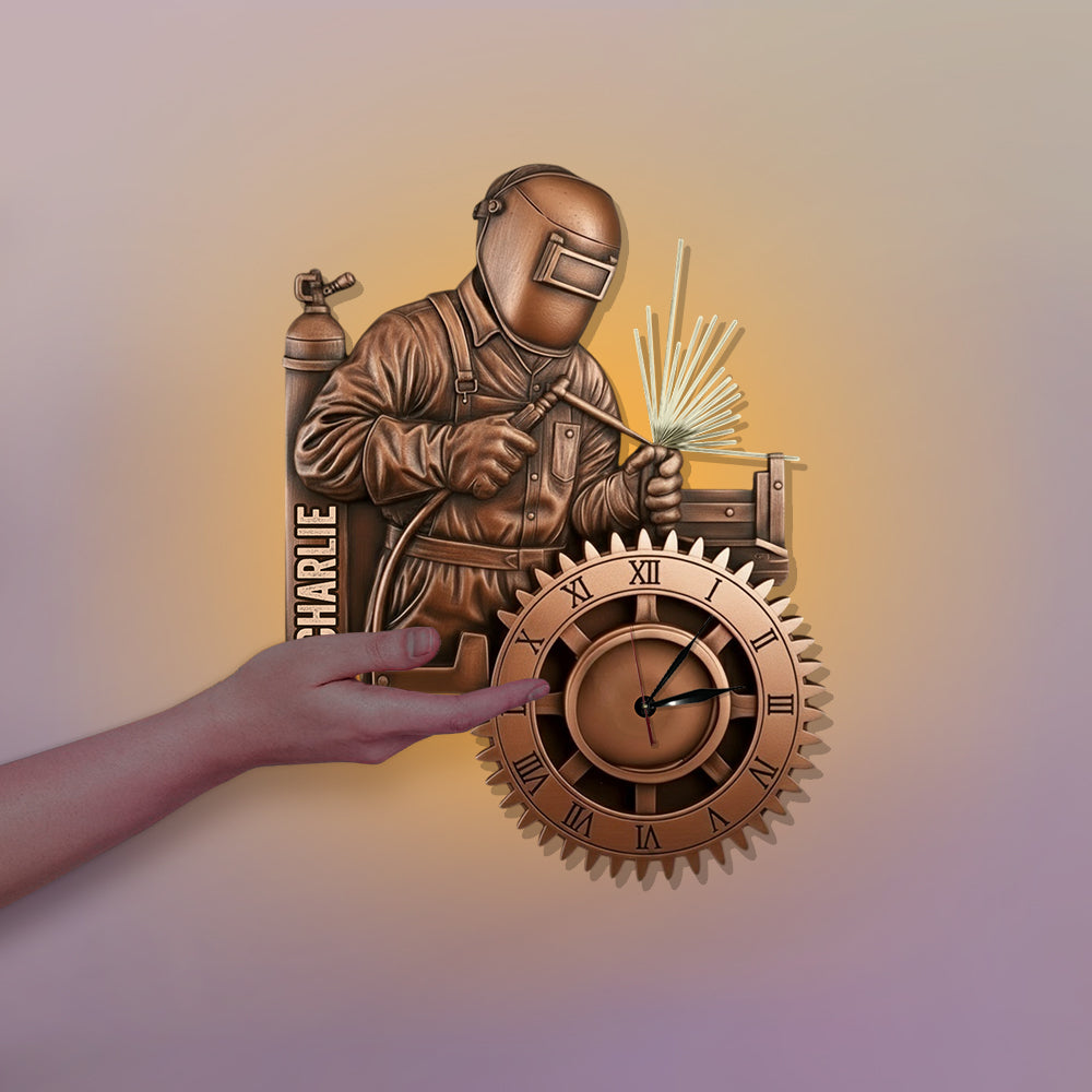 Le soudeur le plus fort - Horloge murale lumineuse LED personnalisée pour soudeur