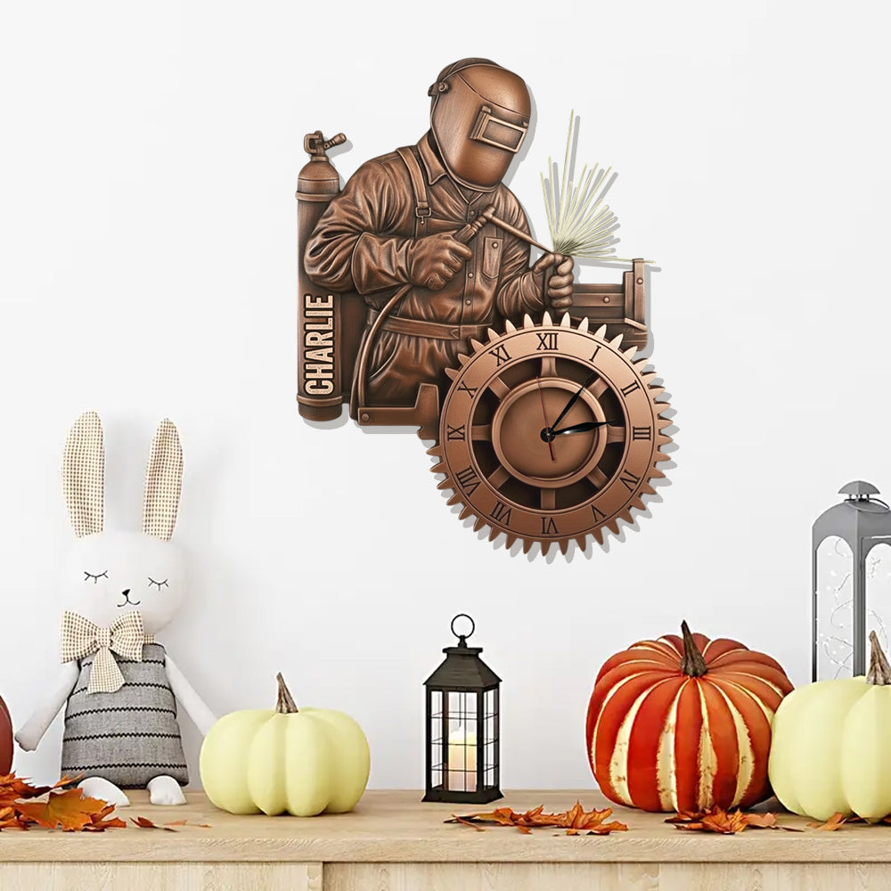 Le soudeur le plus fort - Horloge murale lumineuse LED personnalisée pour soudeur