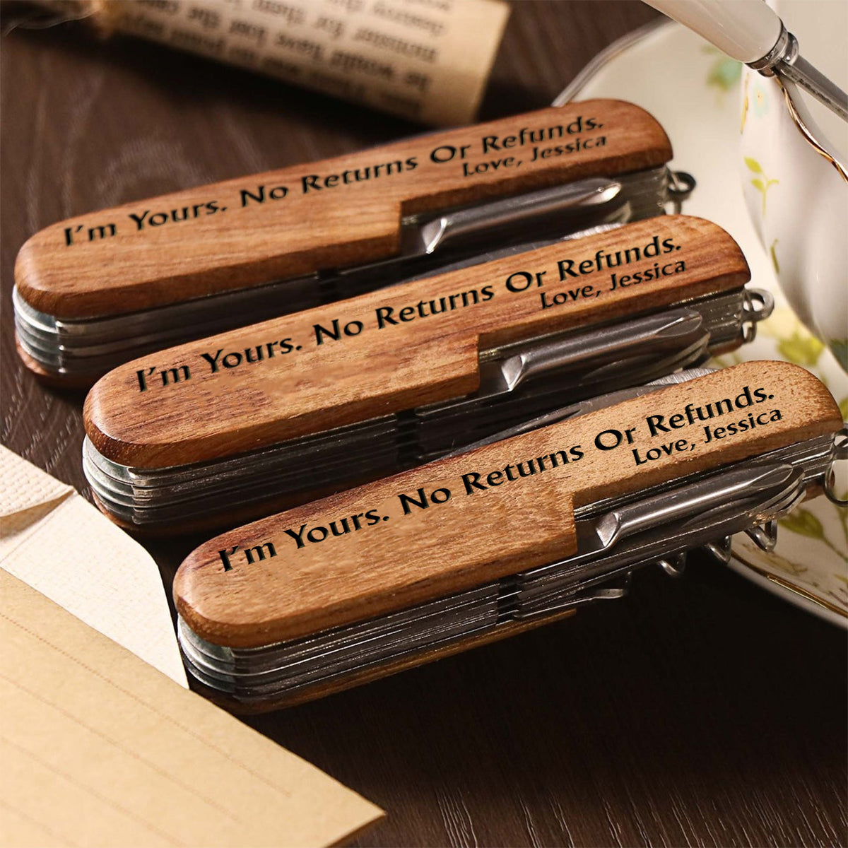 Je suis à toi - Couteau de poche personnalisé pour couple - Outil multifonction 8 fonctions
