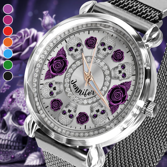 Montre-bracelet personnalisée pour femme Skull And Roses - Tête de mort 