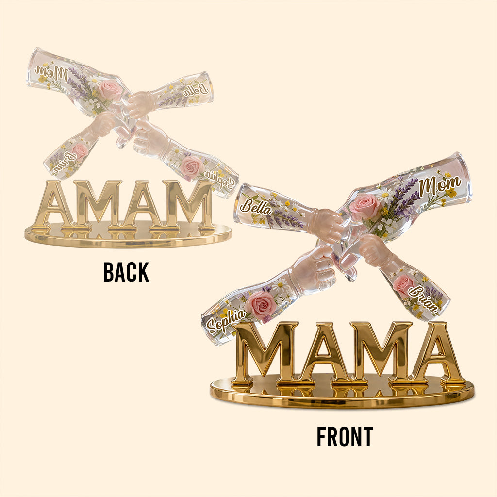 Maman tenant des mains avec amour - Plaque acrylique personnalisée en forme sur mesure