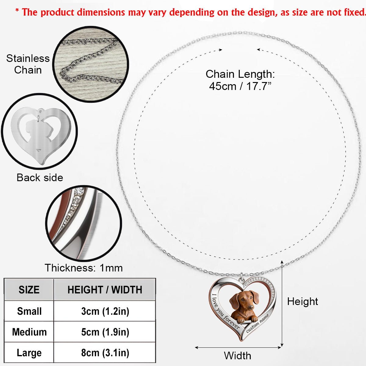 Custom From Any Photo - Personalized Dog Shaped Metal Pendant Necklace