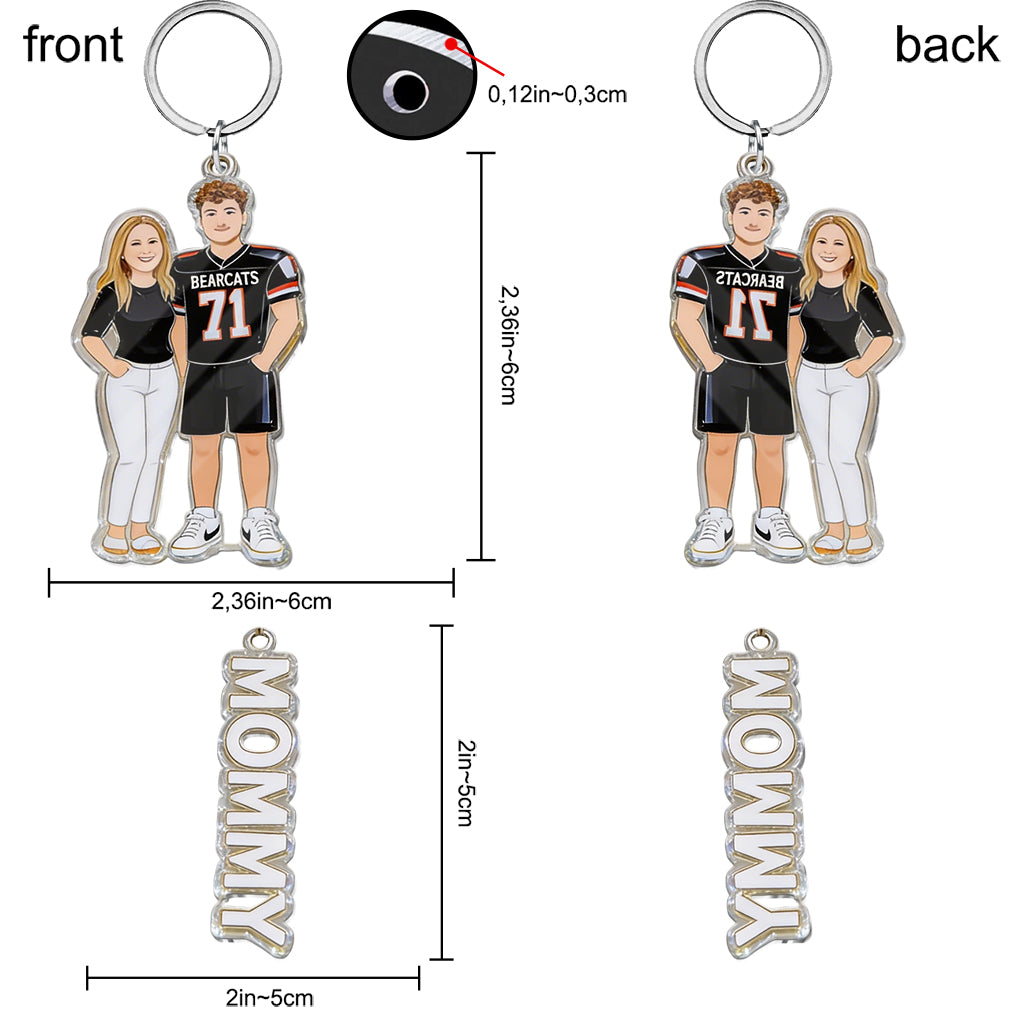 Custom Any Photo Baseball Mom/Grandma - Personalized Baseball Premium Keychain With Charms