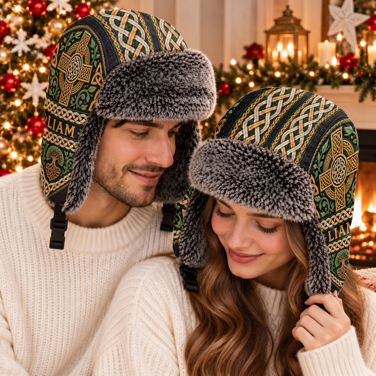 Irish Celtic Cross - Personalized Irish Trapper Hat