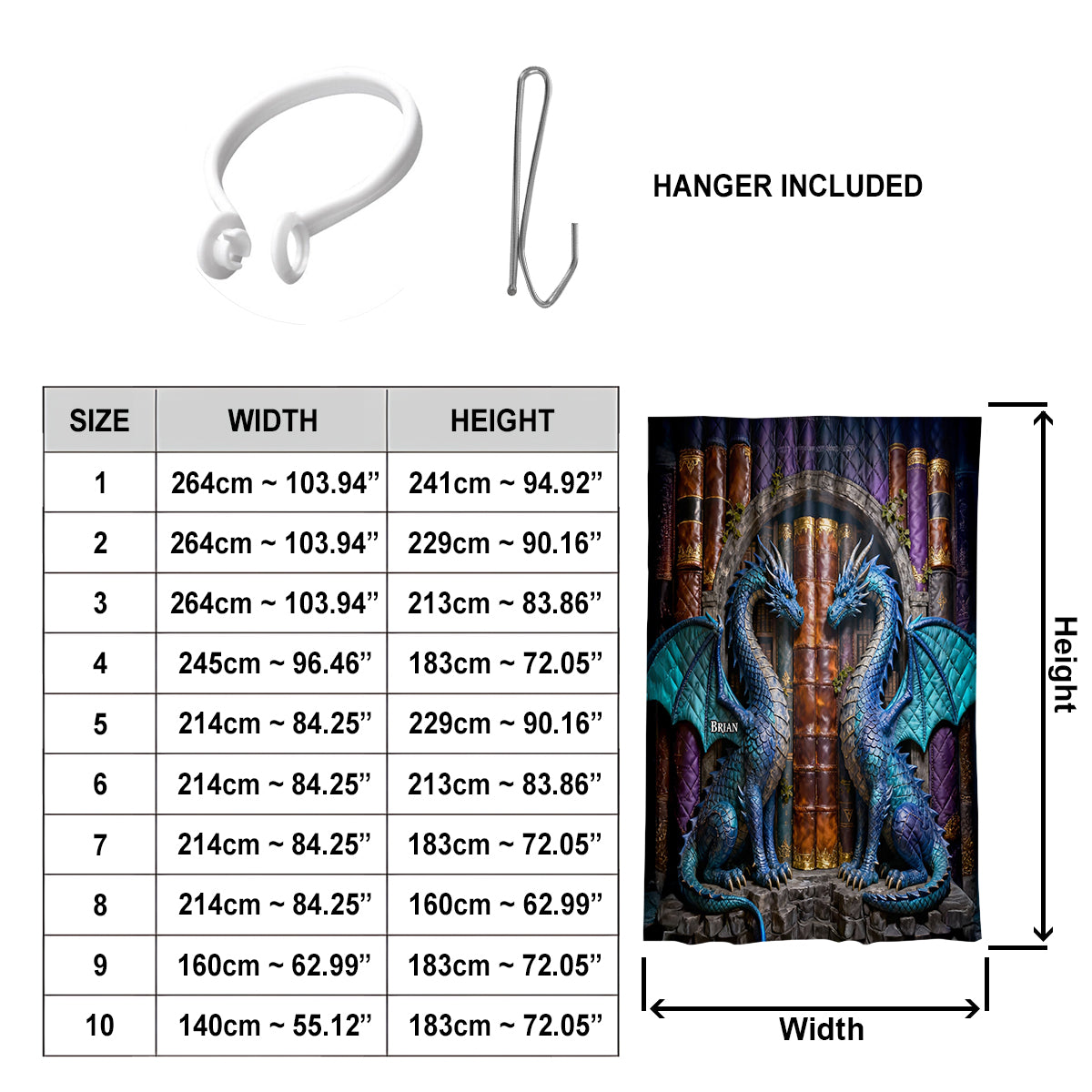 Livre Dragon - Ensemble de rideaux/rideaux occultants personnalisés Dragon
