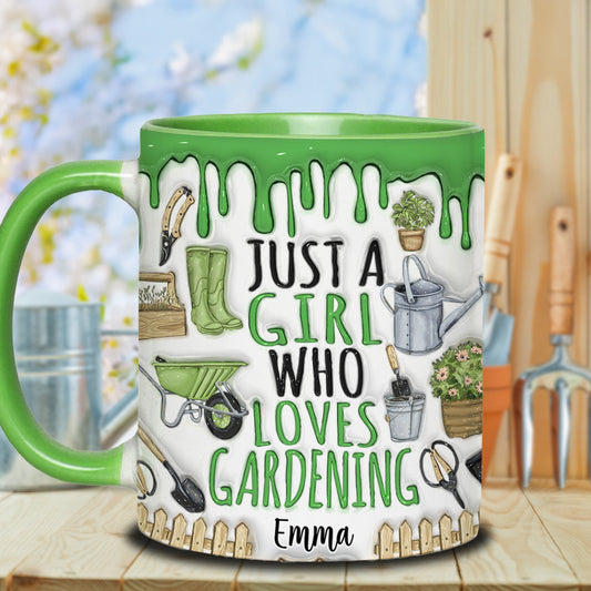 Just A Girl Who Loves Gardening - Personalized Gardening Accent Mug