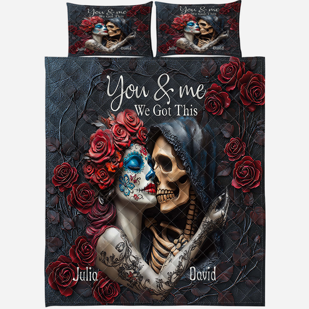Toi et moi, on gère ça - Ensemble de courtepointe personnalisé avec tête de mort