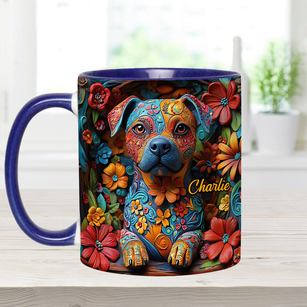 Colorful Pit Bull Dreams - Personalized Dog Accent Mug