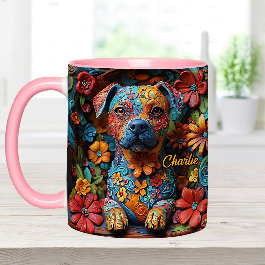 Colorful Pit Bull Dreams - Personalized Dog Accent Mug